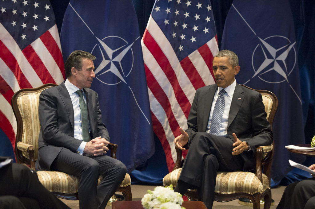 NATO Secretary General Anders Fogh Rasmussen meets with US President Barack Obama in Brussels