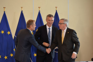 President of the European Council Donald Tusk, NATO Secretary General Jens Stoltenberg and President of the European Commission Jean-Claude Juncker