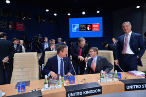 David Cameron (UK Prime Minister), NATO Deputy Secretary General Alexander Vershbow, Ashton Carter (US Secretary of Defense) and Milo Dukanovic (Prime Minister of Montenegro)